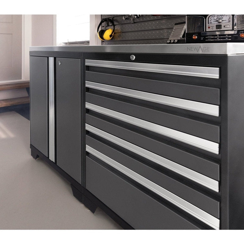 NewAge Pro Series 10 Piece Cabinet Set with Lockers, Wall, Tool Drawer Cabinets, and 56 in. Worktop