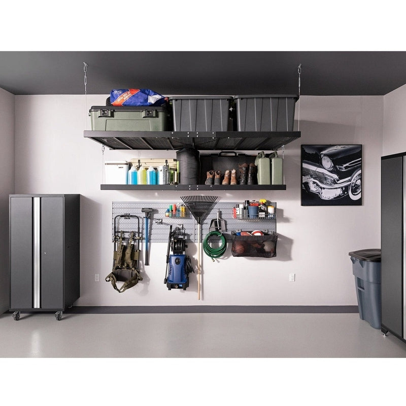 NewAge Pro Series 8 Piece Cabinet Set With Wall, Base, Tool Drawer Cabinet, Lockers and 84 in. Worktop