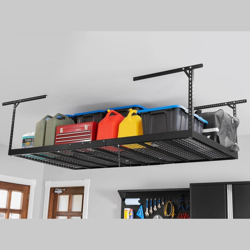 NewAge VersaRac Pro 4 ft. x 8 ft. Height-Adjustable Overhead Rack - Black