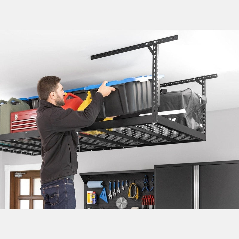 NewAge VersaRac Pro 4 ft. x 8 ft. Height-Adjustable Overhead Rack - Black
