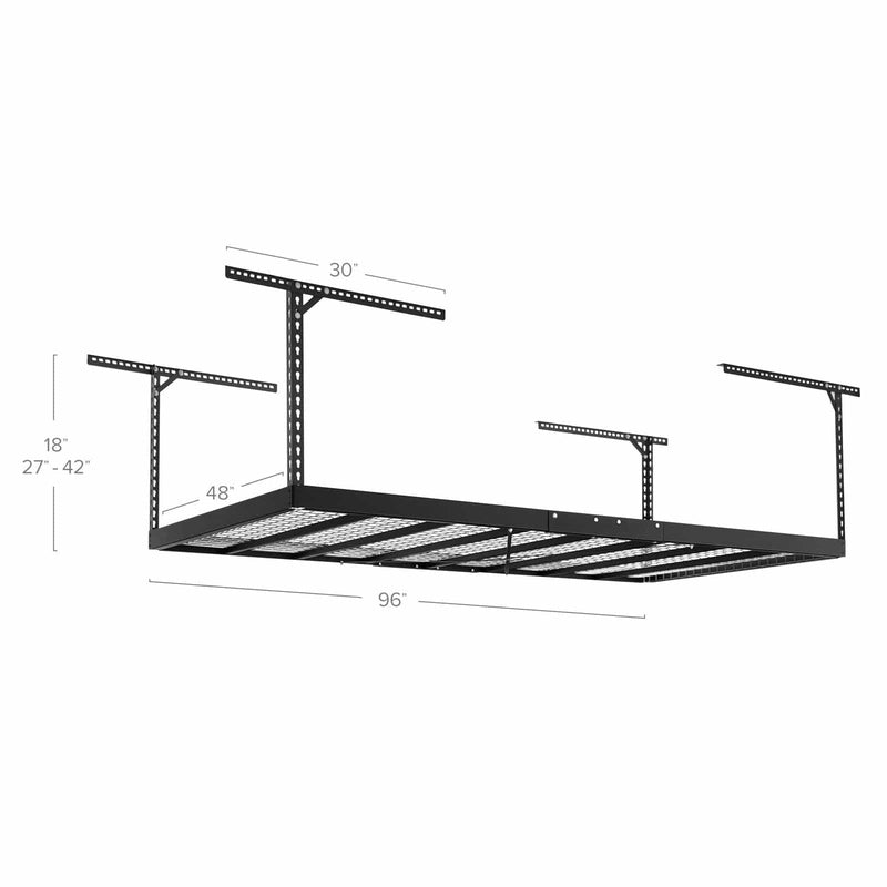 NewAge VersaRac Pro 4 ft. x 8 ft. Height-Adjustable Overhead Rack - Black