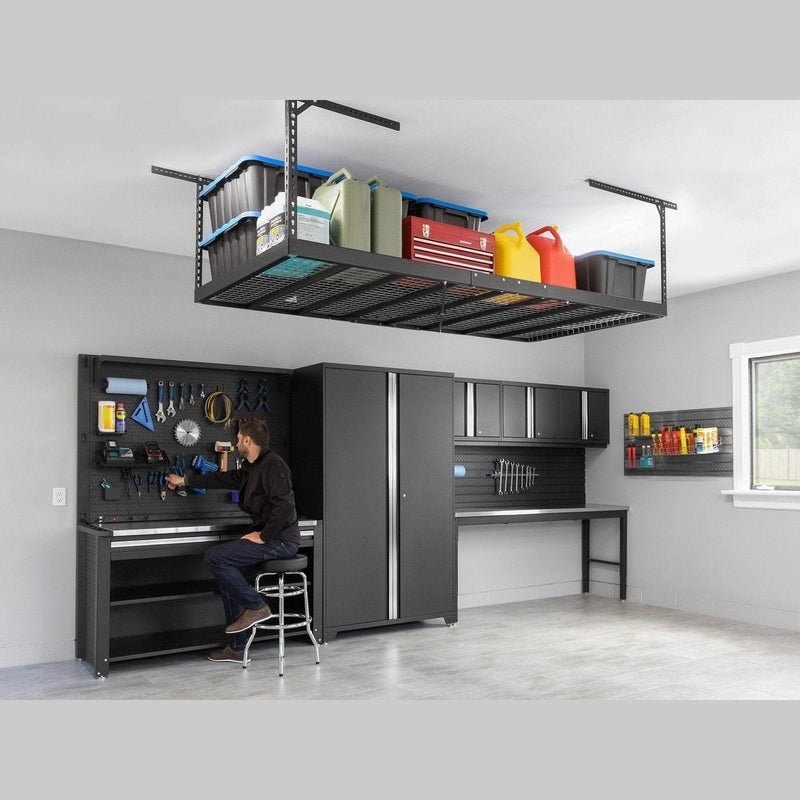 NewAge VersaRac Pro 4 ft. x 8 ft. Height-Adjustable Overhead Rack - Black