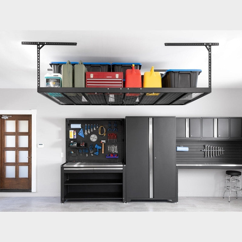NewAge VersaRac Pro 4 ft. x 8 ft. Height-Adjustable Overhead Rack - Black