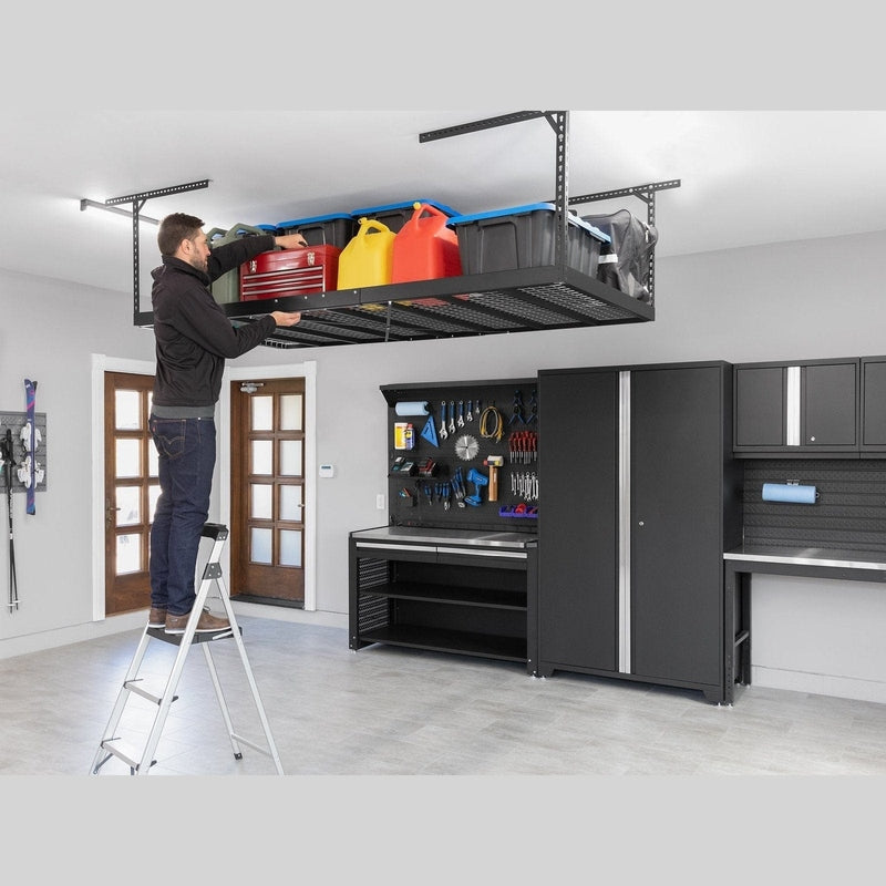 NewAge VersaRac Pro 4 ft. x 8 ft. Height-Adjustable Overhead Rack - Black