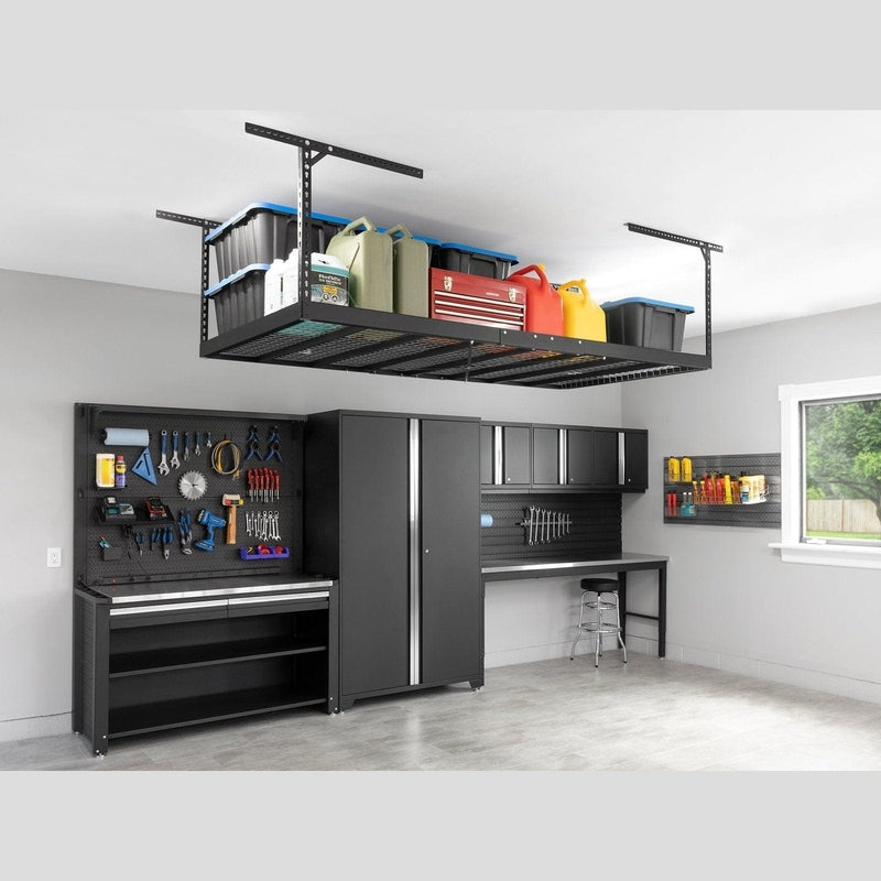 NewAge VersaRac Pro 4 ft. x 8 ft. Height-Adjustable Overhead Rack - Black