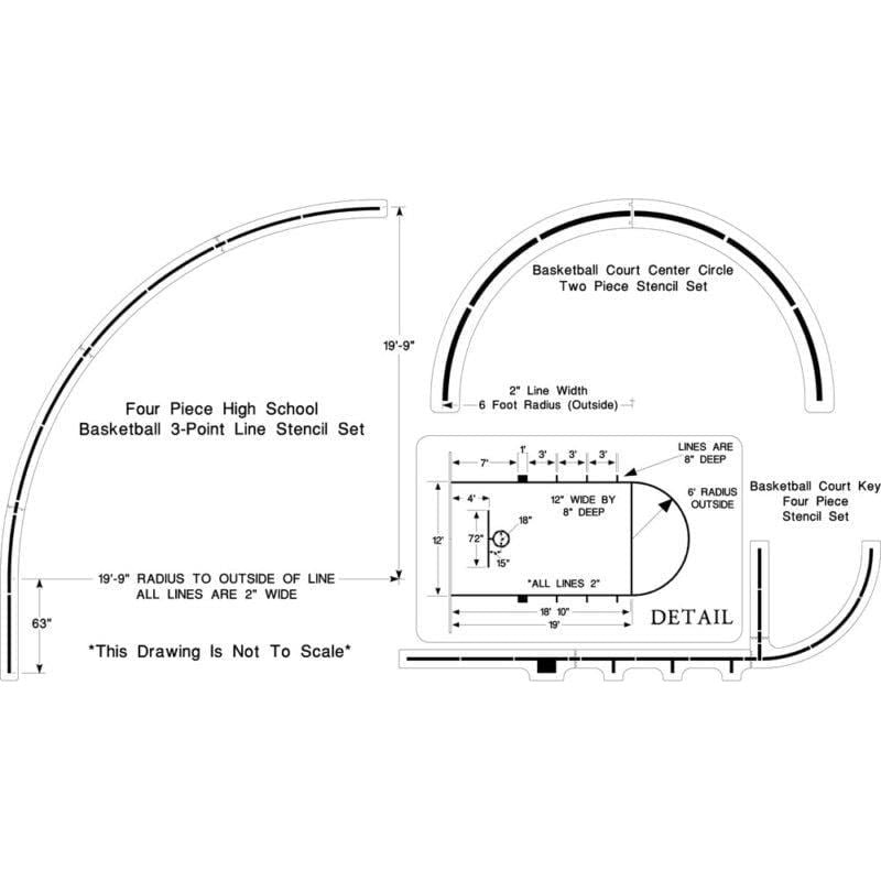 Newstripe High School Basketball Complete Court Stencil Set 10004861