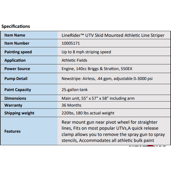 Newstripe LineRider UTV Mounted Airless Line Striper 10005171