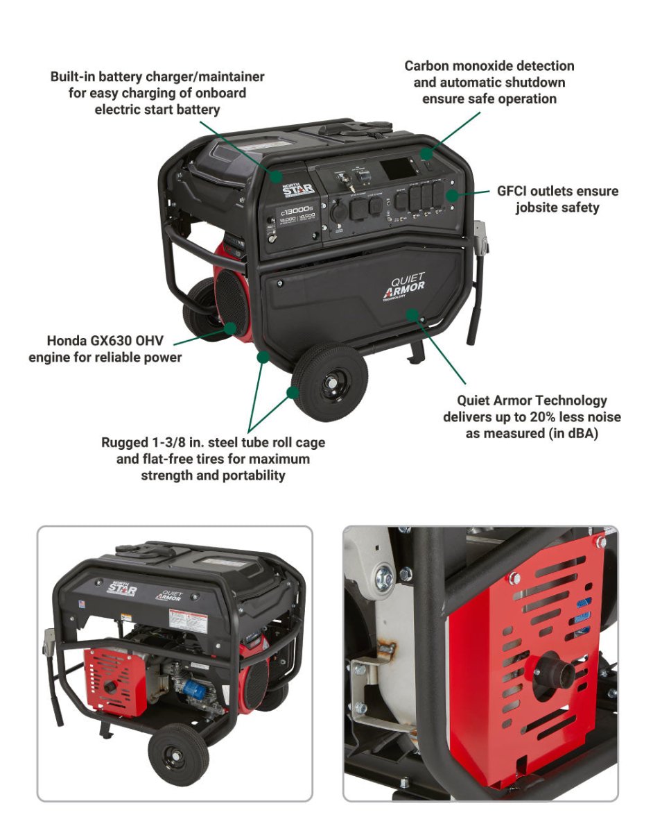 NorthStar Generator 13,000 Surge Watt Electric Start Honda GX630