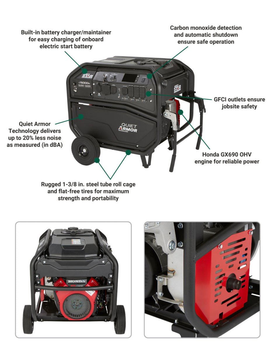 NorthStar Generator 15,000 Surge Watt Electric Start Honda GX690
