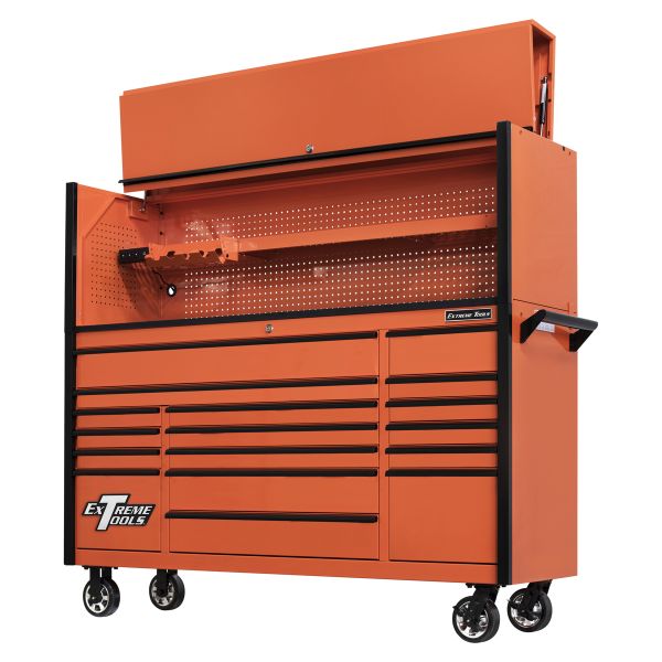 Extreme Tools DX Series 72" Professional Hutch & 17 Drawer Roller Cabinet Combo