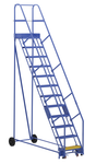 Vestil LAD-12-14-G Steel Rolling Warehouse Ladder 58 Degree 12 Grip Strut 23-9/16 In. Step Width 350 Lb. Capacity Blue
