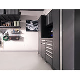 NewAge Pro Series 9 Piece Cabinet Set With Wall, Base, Tool Drawer Cabinet, 56 in. Integrated Shelf and 112 in. Worktop