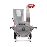 The Dosko 13-21T-13H brush chipper with a Honda GX engine, shown from the front on a white background, highlighting its 15-inch tall tires and foldable handles.
