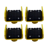 A set of four yellow and black AMGO 20802 Frame Cradle Pads, featuring a textured rubber surface and frame cradle design for secure lifting of trucks and SUVs, arranged on a white background.