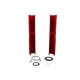 A red AMGO 21002 Height Extension Kit for the OH-10 ALI lift, with two extensions and hardware, providing an adjustable height range from 150 1/2 inches to 174 1/2 inches.