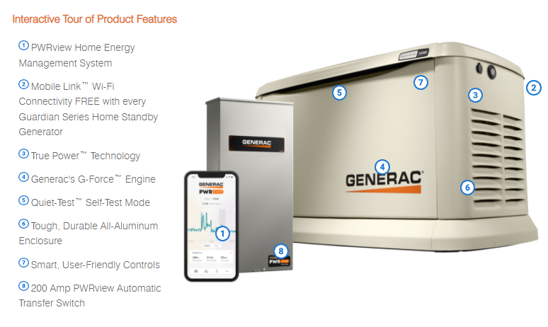 Generac 24/21 kW Air-Cooled Standby Generator with Aluminum Enclosure and 200-Amp Service Entrance ATS (Not CUL)