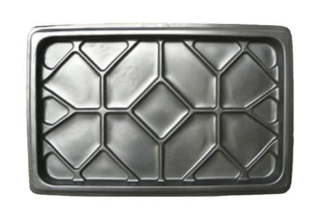 A single AMGO 40807 Drip Tray for parking lifts, with a geometric honeycomb pattern designed to capture fluid and debris.