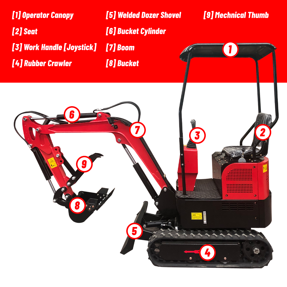 Katool Mini Excavator Compact Crawler Digger Bucket KT-EX20 Gas Engine