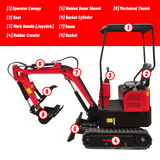 Katool Mini Excavator Compact Crawler Digger Bucket KT-EX20 Gas Engine