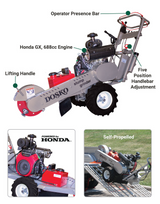 Dosko 691SP-20HE Self-Propelled Stump Grinder with Honda GX630 Engine Gas 20 HP and 14" x 3/8" Cutter Hydrostatic Drive Electric Start
