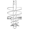 A gray Tree Auger Bit with a fabricated boring head, hardened bolt-on teeth, a hardened fishtail point, and heavy-duty double flighting, shown in a vertical position.
