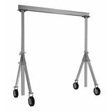 Vestil Aluminum Adjustable Height Gantry Crane with Pneumatic Casters 10 Ft. x 12 Ft. 1500 Lb. Capacity Silver- AHA-15-10-12-PNU
