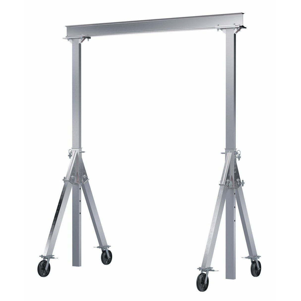 Vestil Aluminum Adjustable Height Gantry Crane with V-Groove Cast Iron Casters 10 Ft. x 10 Ft. 4000 Lb. Capacity Silver- AHA-4-10-10-VG