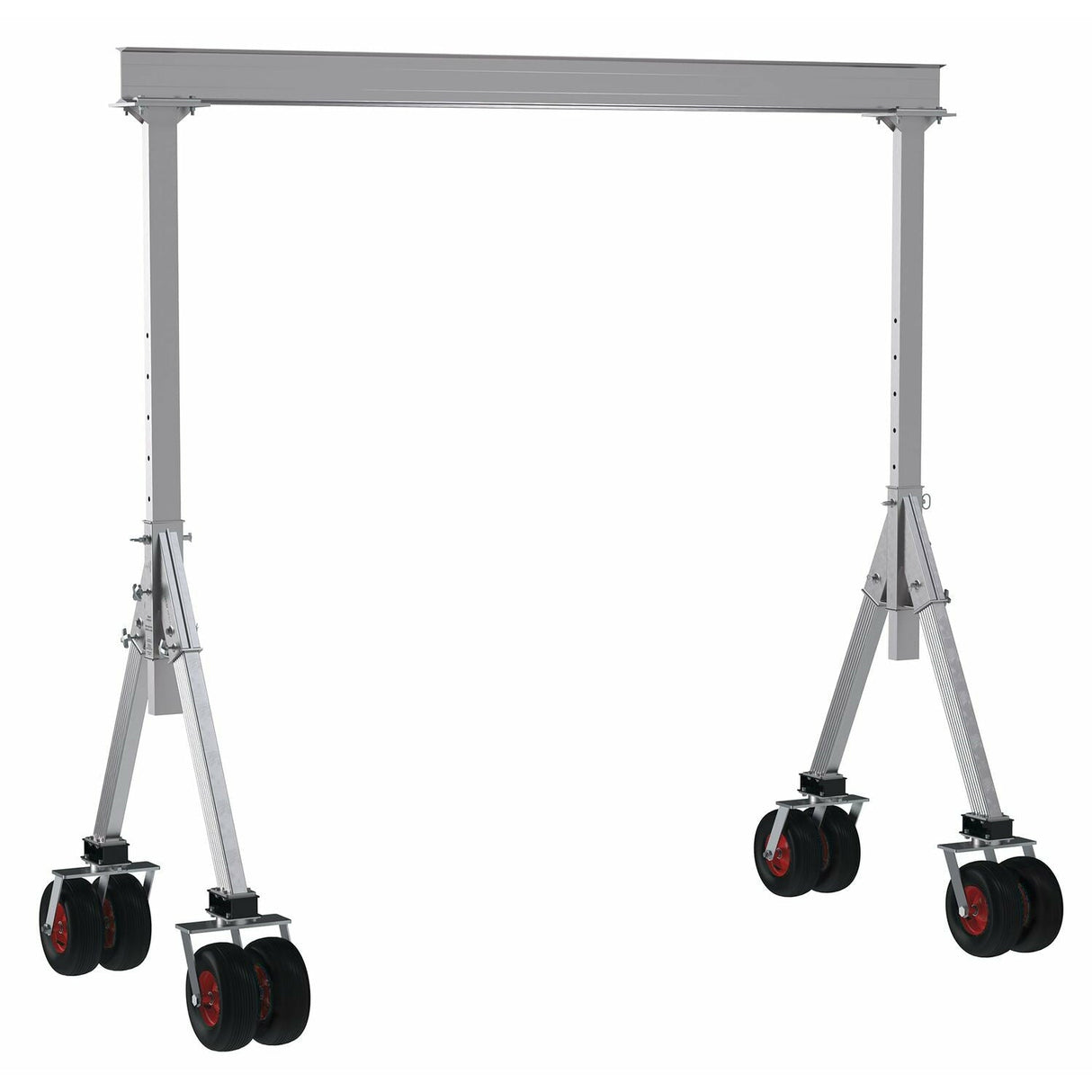 Vestil Aluminum Adjustable Height Gantry Crane with Pneumatic Rubber Casters 10 Ft. x 8 Ft. 4000 Lb. Capacity Silver- AHA-4-10-8-PNU