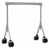 Vestil Aluminum Adjustable Height Gantry Crane with Pneumatic Rubber Casters 12 Ft. x 10 Ft. 4000 Lb. Capacity Silver- AHA-4-12-10-PNU