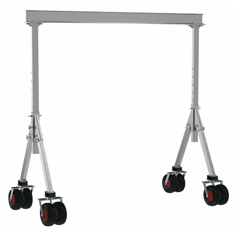 Vestil Aluminum Adjustable Height Gantry Crane with Pneumatic Rubber Casters 12 Ft. x 10 Ft. 4000 Lb. Capacity Silver- AHA-4-12-10-PNU