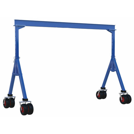 Vestil Steel Adjustable Height Gantry Crane with Pneumatic Rubber Casters 15 Ft. x 7 Ft. 4000 Lb. Capacity Blue- AHS-4-15-7-PNU