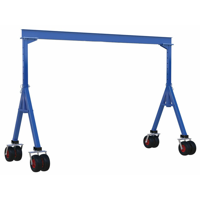 Vestil Steel Adjustable Height Gantry Crane with Pneumatic Rubber Casters 15 Ft. x 7 Ft. 4000 Lb. Capacity Blue- AHS-4-15-7-PNU