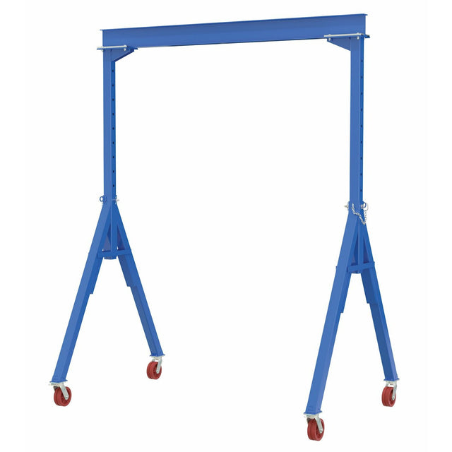 Vestil Steel Adjustable Height Gantry Crane with V-Groove Cast Iron Casters 15 Ft. x 7 Ft. 6000 Lb. Capacity Blue- AHS-6-15-7-VG