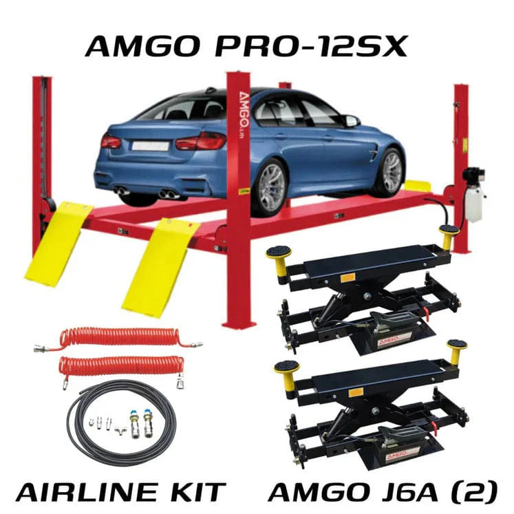 AMGO PRO-12SX + J6A 12,000 lbs 4 Post Lift Combo