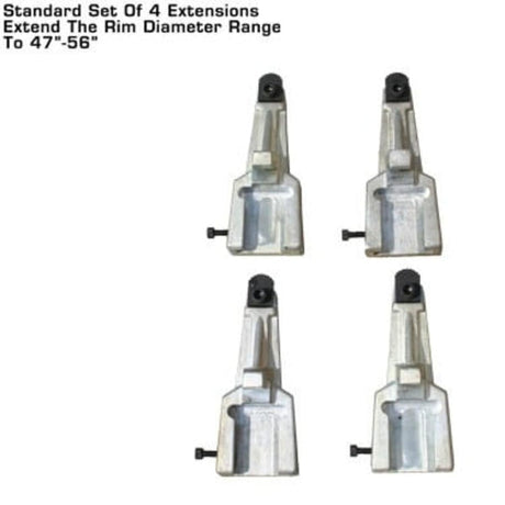 A set of four steel, standard clamping extensions for the Atlas TTC606 tire changer that extend the rim diameter range to 47-56 inches.