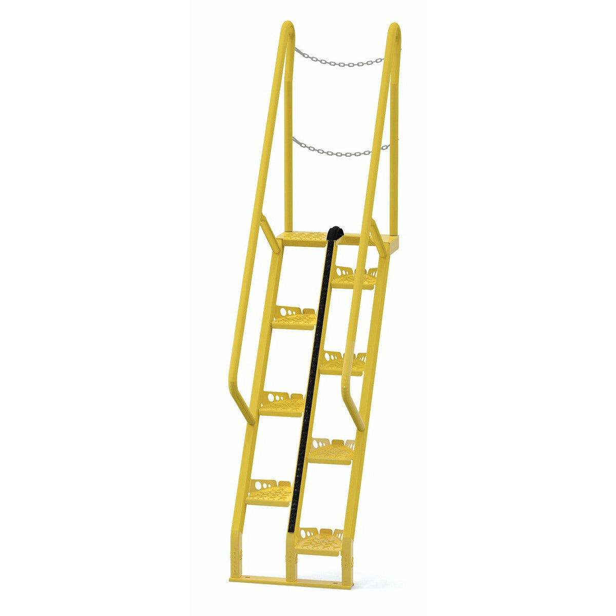 Vestil Steel Alternate Tread Stair 68 Degrees 34-5/8 In. x 23-1/2 In. x 101-7/8 In. 350 Lb. Capacity Yellow-ATS-5-68