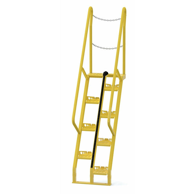 Vestil Steel Alternate Tread Stair 68 Degrees 34-5/8 In. x 23-1/2 In. x 101-7/8 In. 350 Lb. Capacity Yellow-ATS-5-68