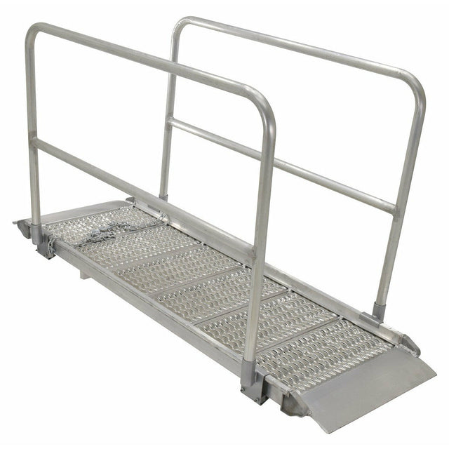 Vestil Aluminum Grip-Strut Walk Ramps with Handrails 73-1/4 In. x 39-3/8 In. 2800 Lb. Capacity Silver- AWR-G-38-6A-HR