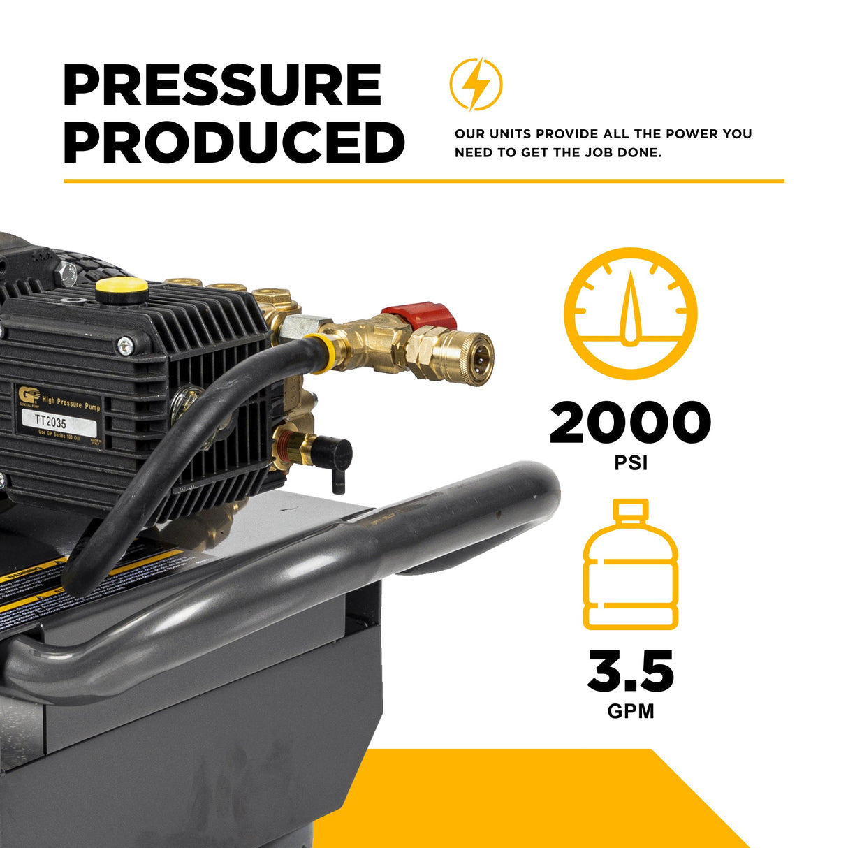 BE Power 2,000 PSI 3.5 GPM 5.0 HP Electric Pressure Washer with Baldor Motor and General Triplex Pump - B205EG