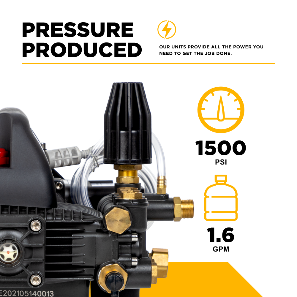 BE Power 1,500 PSI 1.6 GPM 1.5 HP Portable Electric Pressure Washer – P1515EPN