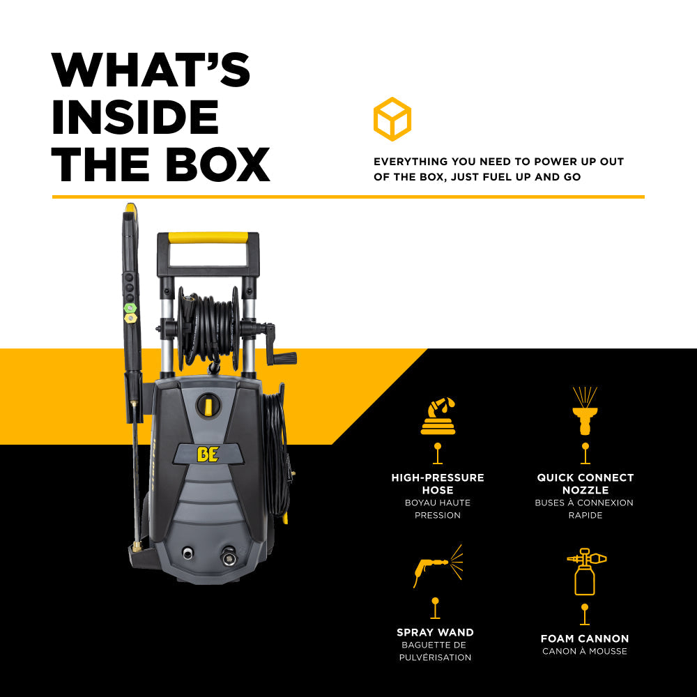 BE Power 2,150 PSI 1.6 GPM Electric Pressure Washer with Powerease Motor and AR Axial Pump - P2115EN
