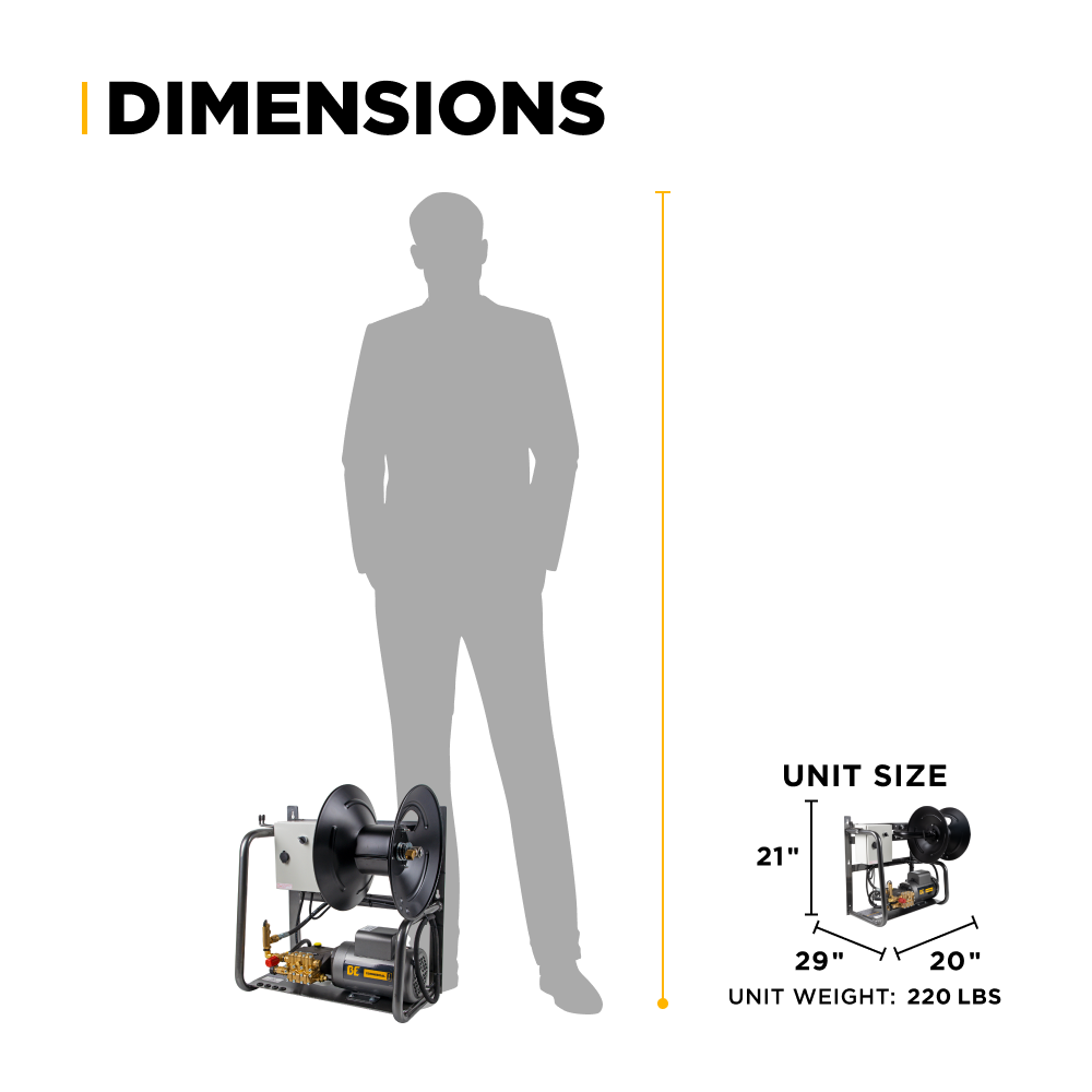 BE Power 1,500 PSI 2.0 GPM 2.0 HP Wall Mount Electric Pressure Washer with a Baldor Motor and General Triplex Pump - X-1520FW1GENH