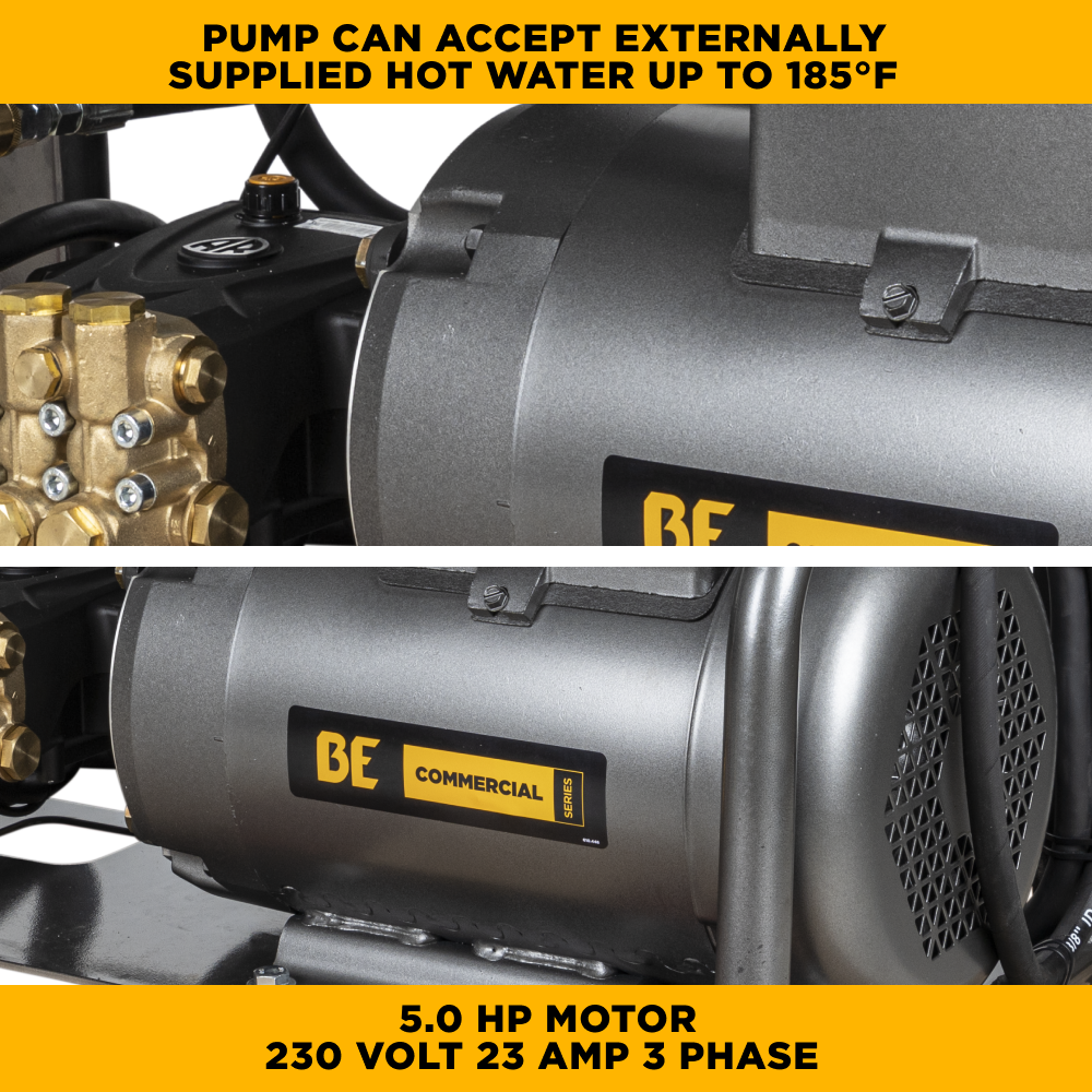 BE Power 2,000 PSI 4.0 GPM 5.0 HP Electric Pressure Washer with Baldor Motor and General Triplex Pump - X-2050FW3GENHT2