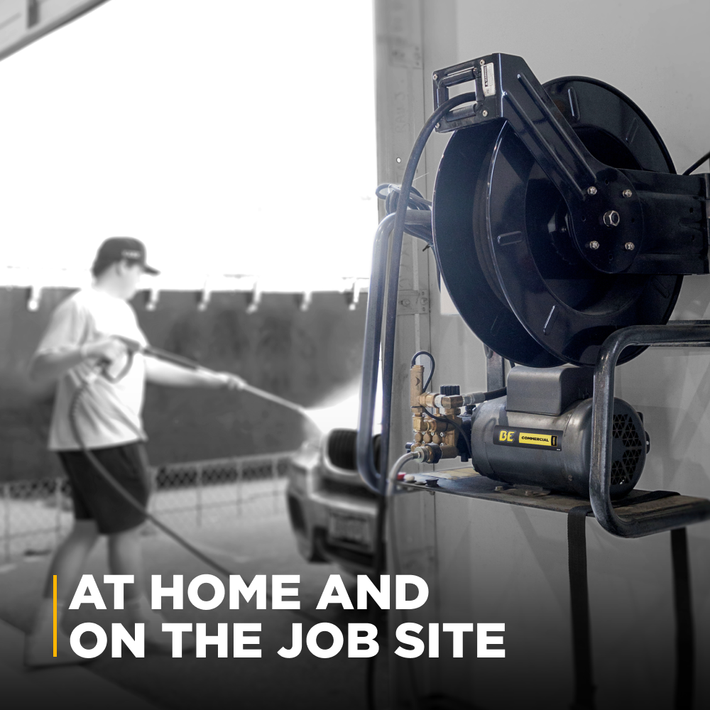 BE Power 2,000 PSI 4.0 GPM 5.0 HP Wall Mount Electric Pressure Washer with a Baldor Motor and General Triplex Pump - X-2050FW1GENHT