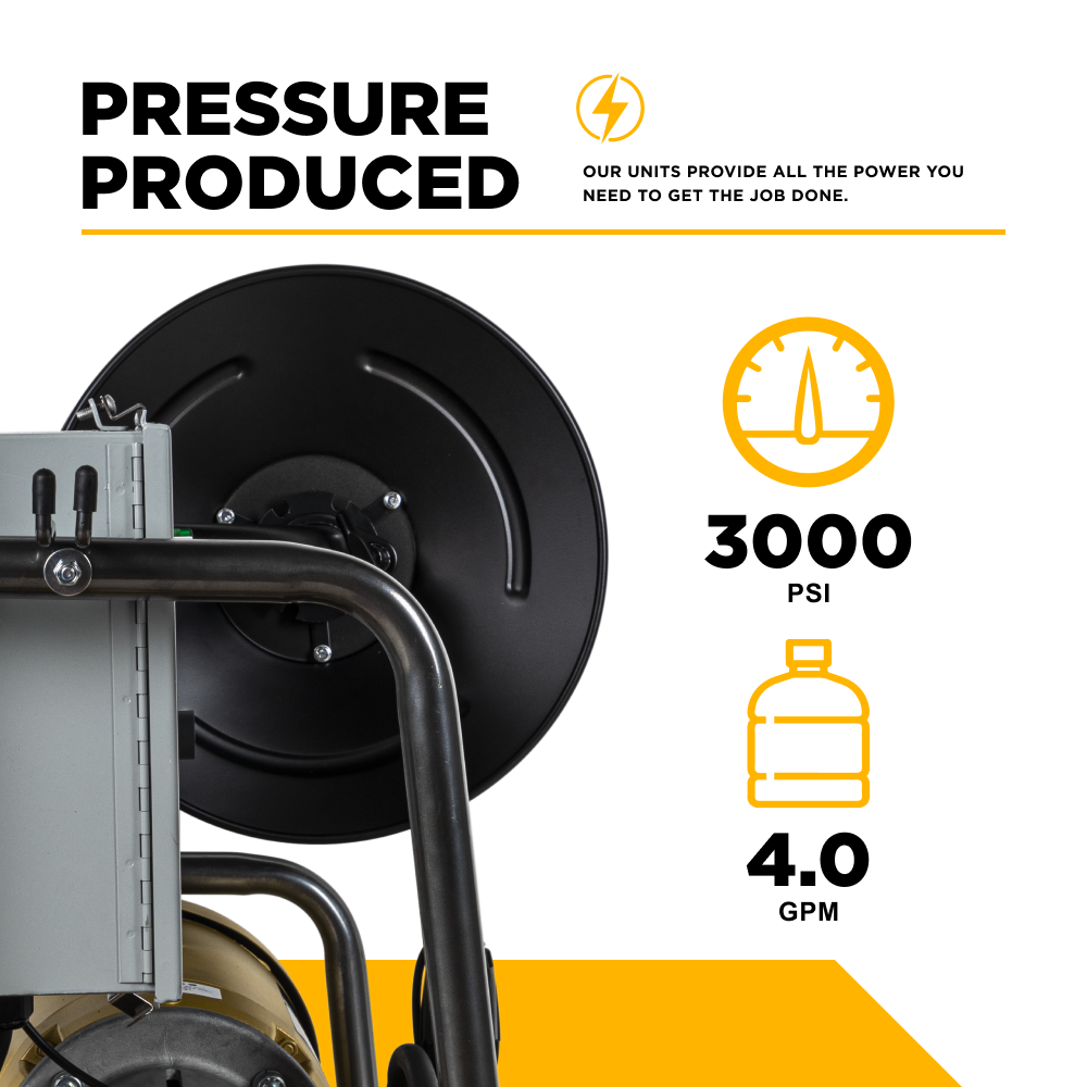 BE Power 3,000 PSI 4.0 GPM 7.5 HP Electric Pressure Washer with Baldor Motor and General Triplex Pump - X-2775FW1GENHT