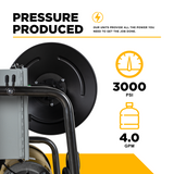BE Power 3,000 PSI 4.0 GPM 7.5 HP Electric Pressure Washer with Baldor Motor and General Triplex Pump - X-2775FW1GENHT