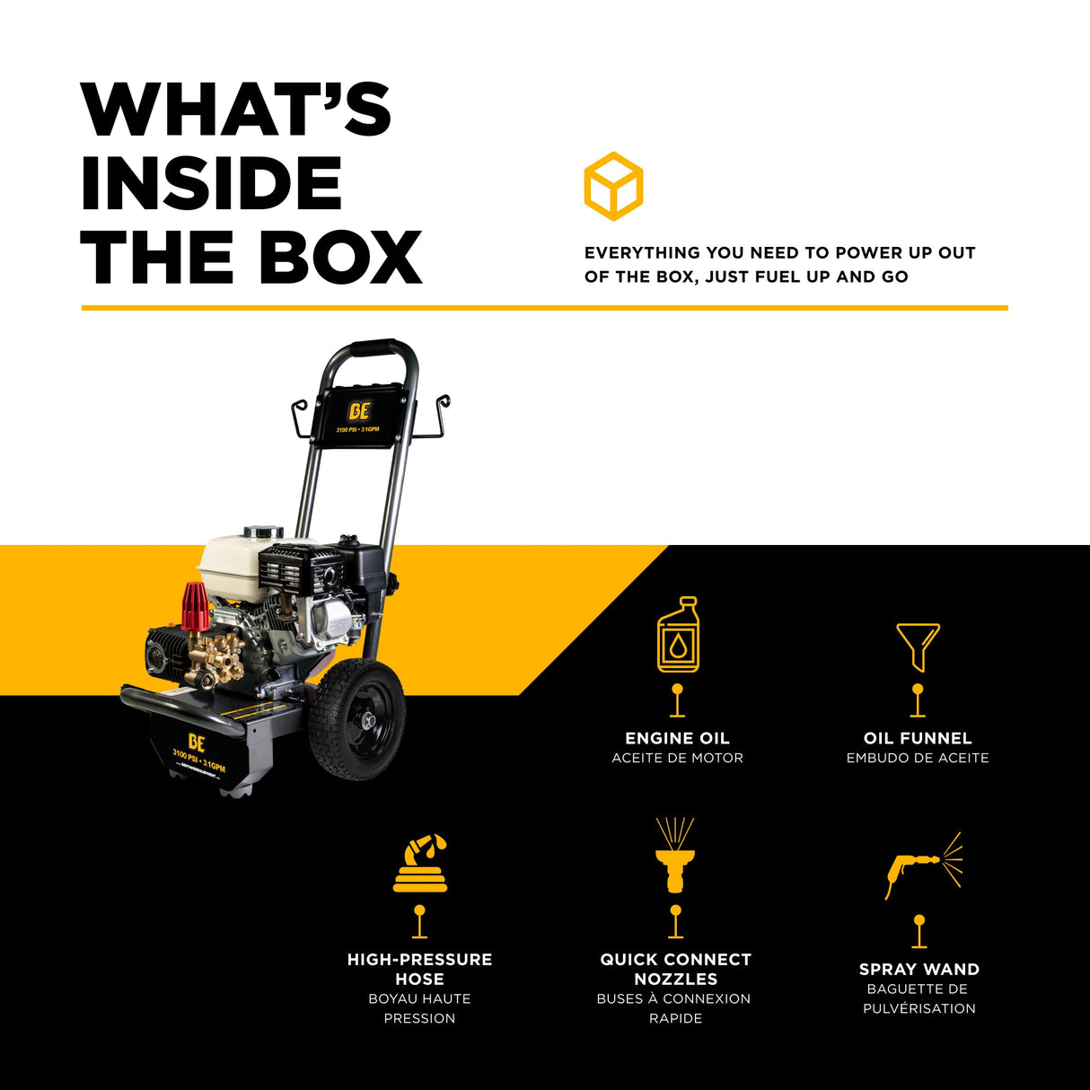 BE Power 3,100 PSI 3.1 GPM Cold Water Gas Pressure Washer - B3165HC