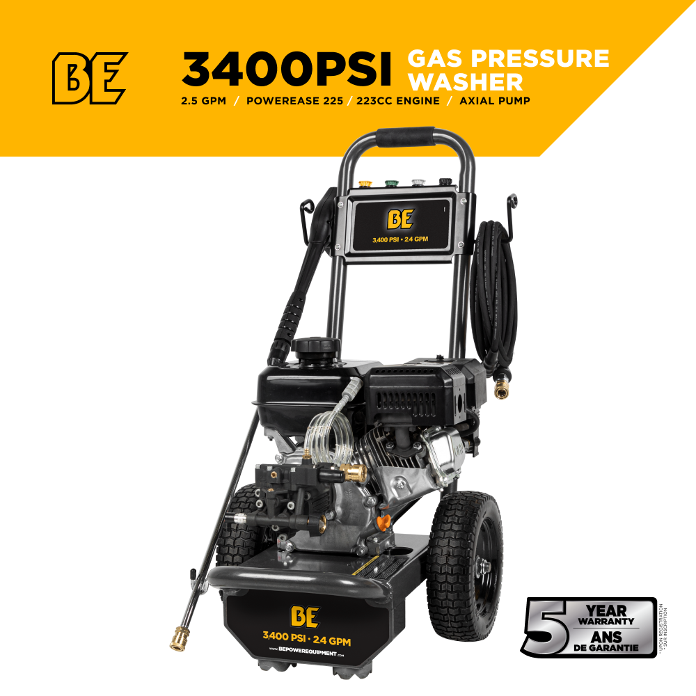 BE Power 3,400 PSI 2.5 GPM Cold Water Gas Pressure Washer - B3475PX