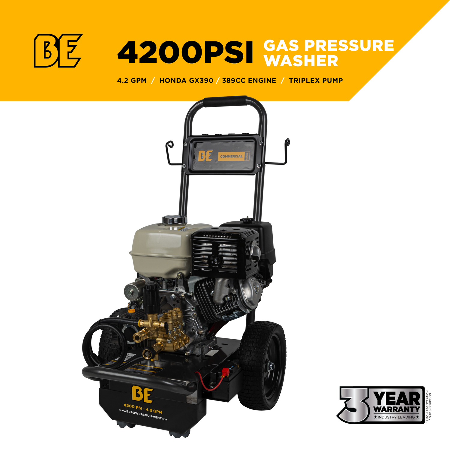 BE Power 4,200 PSI 4.2 GPM Cold Water Gas Pressure Washer - B4213HESCS
