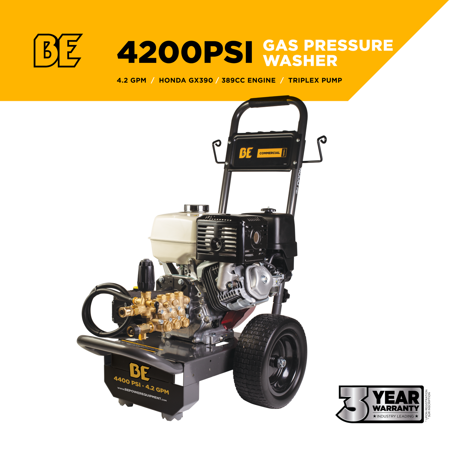 BE Power 4,200 PSI 4.2 GPM Cold Water Gas Pressure Washer - B4213HGS